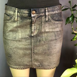 GOLDSIGN gold foil & denim "Destiny" miniskirt